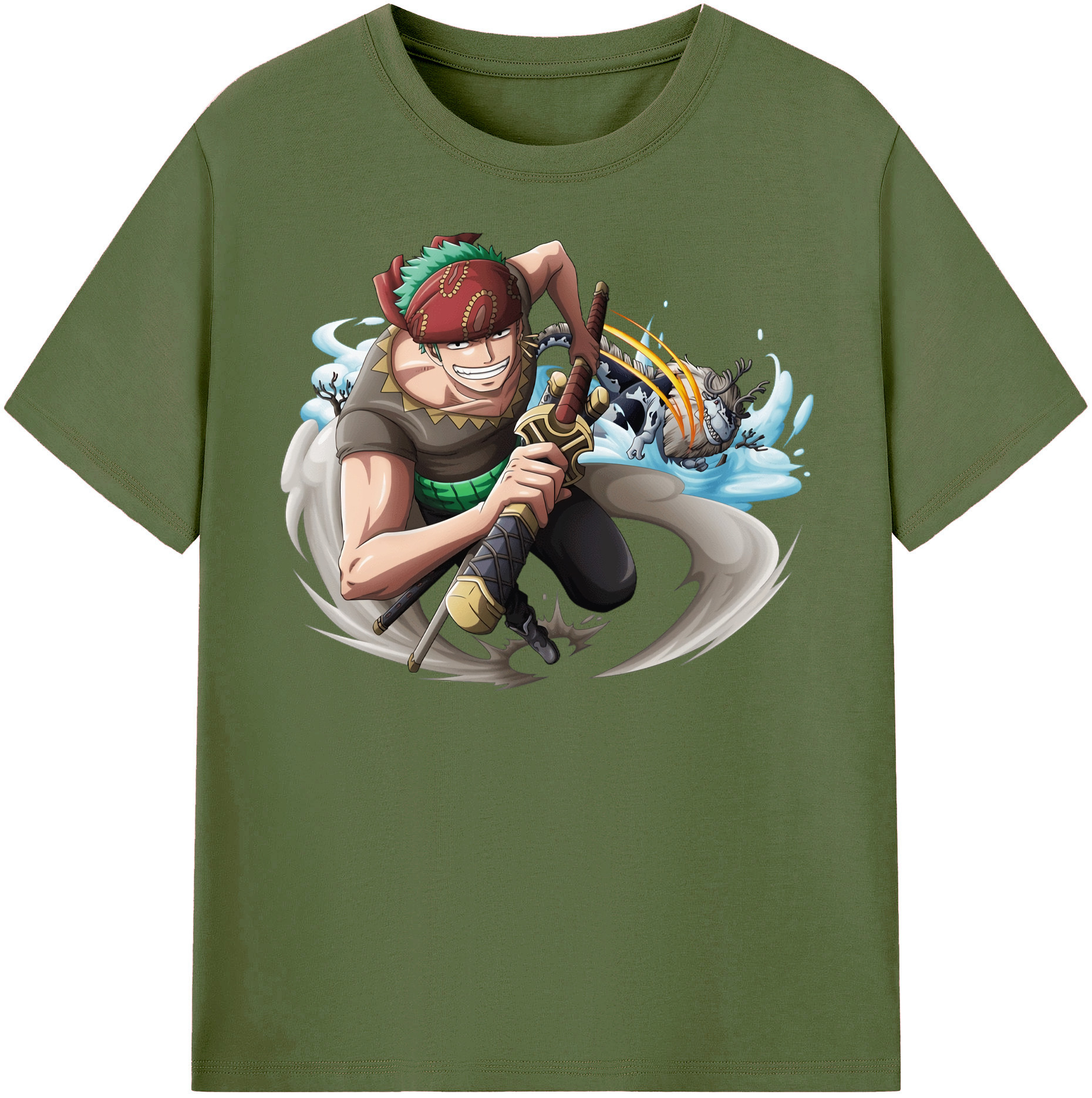 ワンピース ロロノア・ゾロ ONE PIECE Roronoa Zoro 綿100％半袖Tシャツ（フロントプリント）
